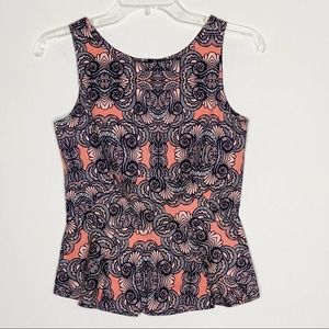 Amanda Uprichard Printed Peplum Sleeveless Tank